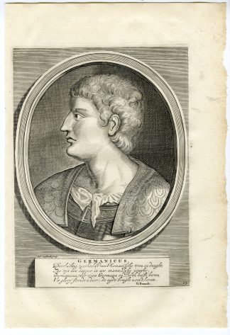 Antique Print-GERMANICUS JULIUS CAESAR-ROMAN GENERAL-Vaillant-Tacitus-Hooft-1704