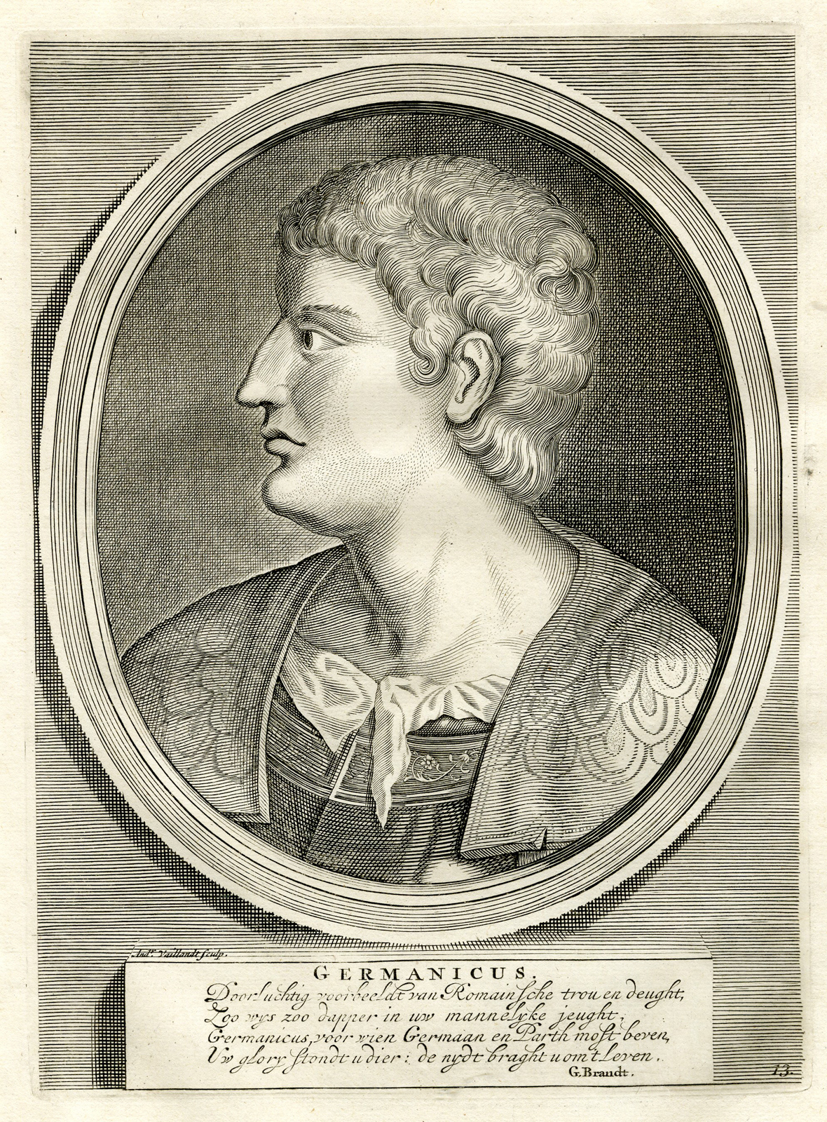 Pco 12278 416x564 Antique Print-GERMANICUS JULIUS CAESAR-ROMAN GENERAL-Vaillant-Tacitus-Hooft-1704 - Image 2
