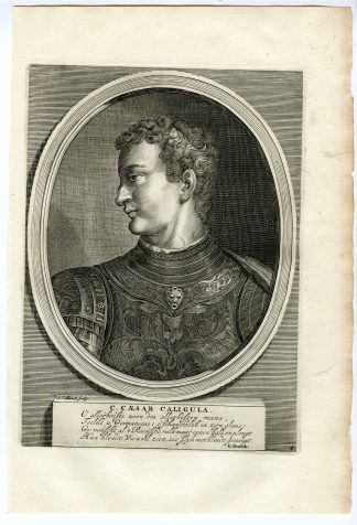 Antique Print-CAESAR CALIGULA-GAIUS-ROMAN EMPEROR-Vaillant-Tacitus-Hooft-1704