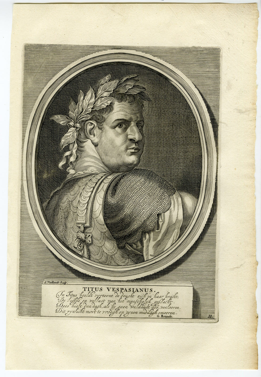Pco 12296 416x601 Antique Print-TITUS CAESAR VESPASIANUS-ROMAN EMPEROR-Vaillant-Tacitus-Hooft-1704 - Image 2