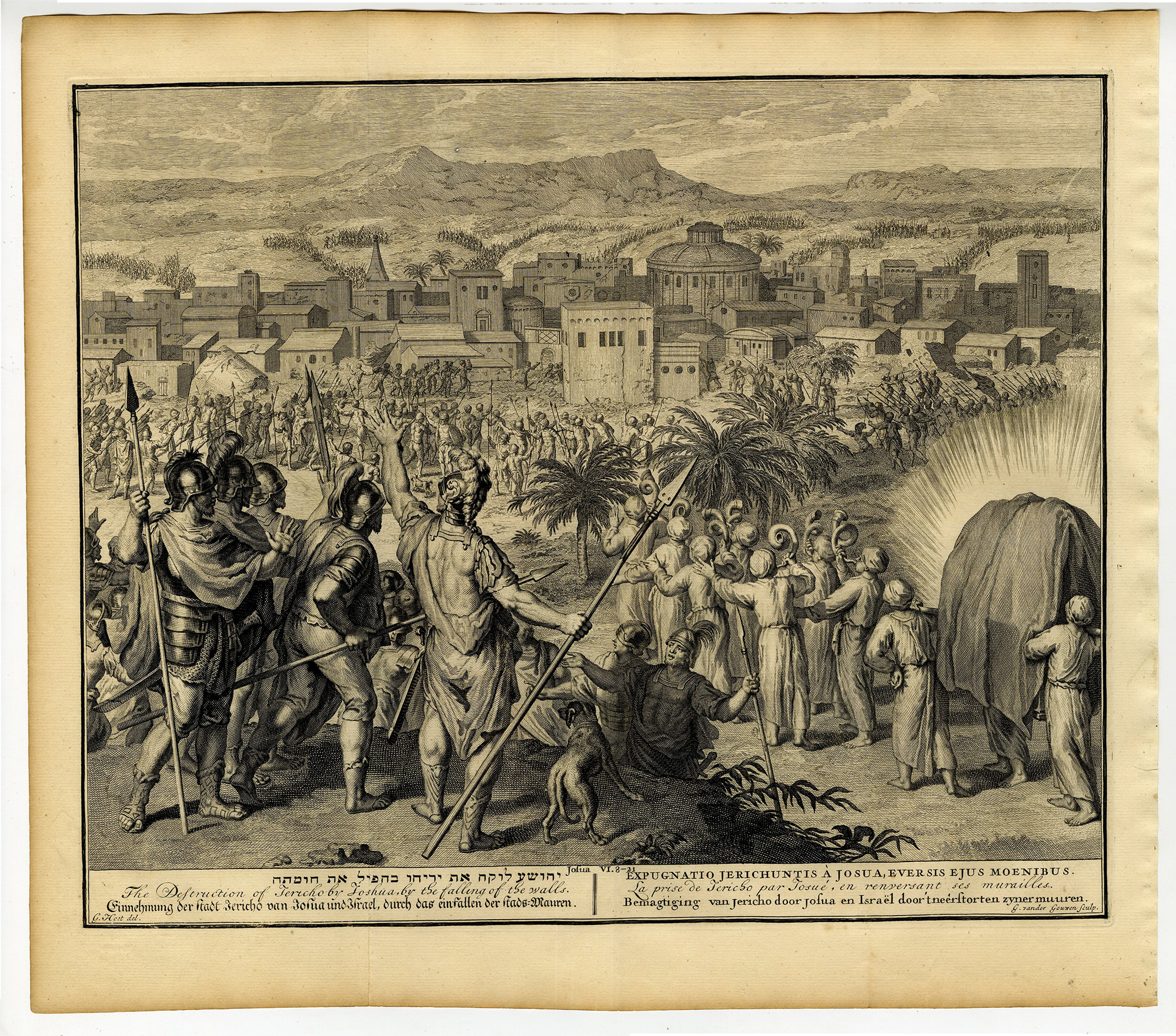 Pictura 14448 416x366 Antique Print-BIBLE-JOSHUA-FALL OF JERICHO-ISRAELITES-JEWS-Gouwen-de Hondt-1728