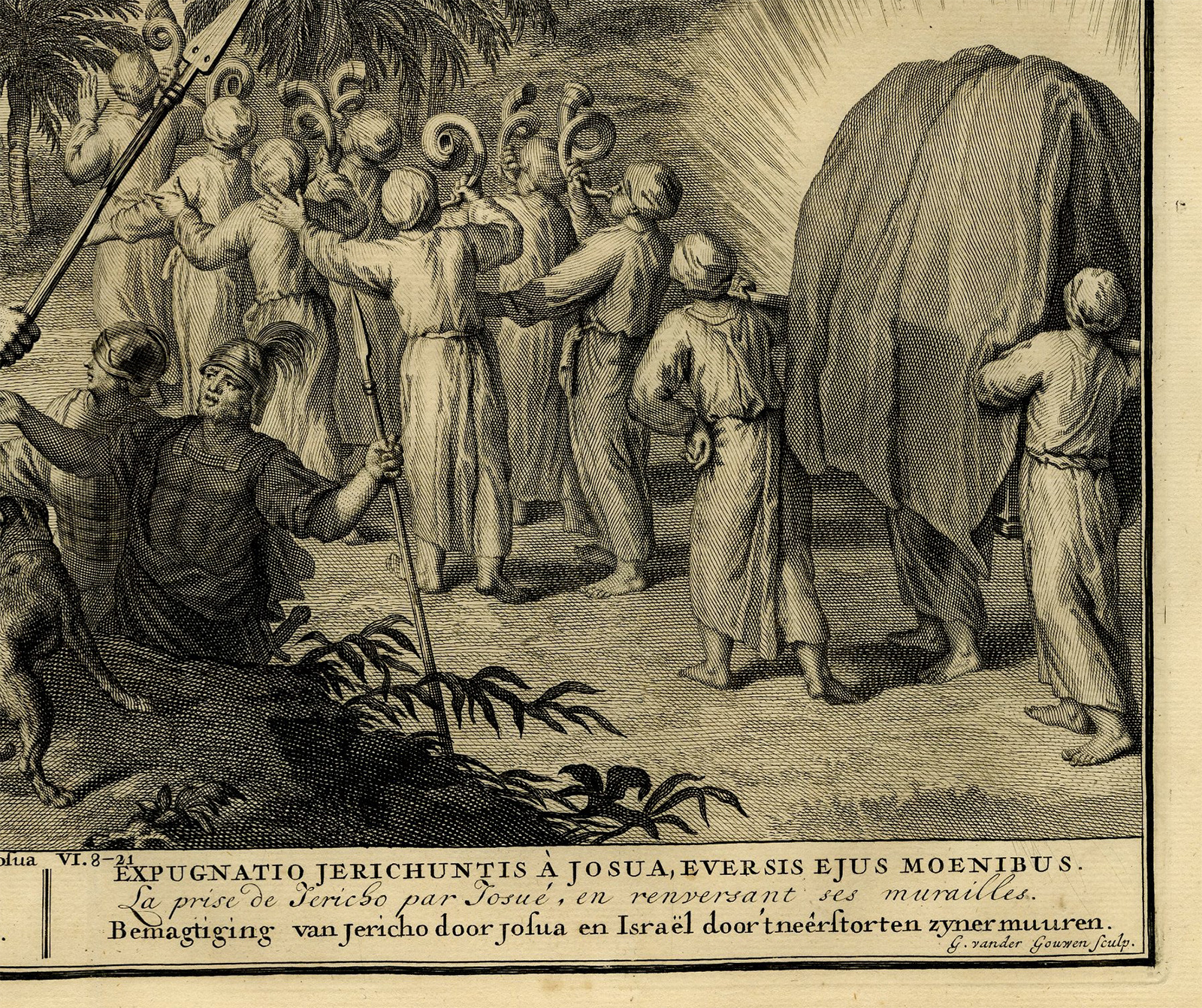 Pictura 14449 416x349 Antique Print-BIBLE-JOSHUA-FALL OF JERICHO-ISRAELITES-JEWS-Gouwen-de Hondt-1728 - Image 2