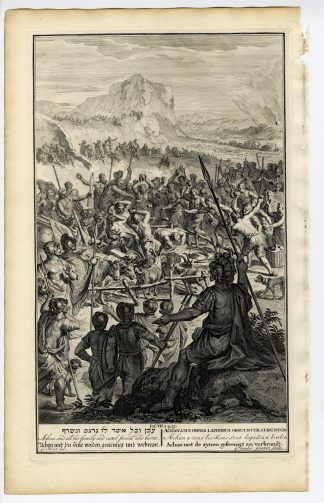 Antique Print-JOSHUA-THE STONING OF ACHAN-ISRAELITES-JEWS-Gouwen-de Hondt-1728