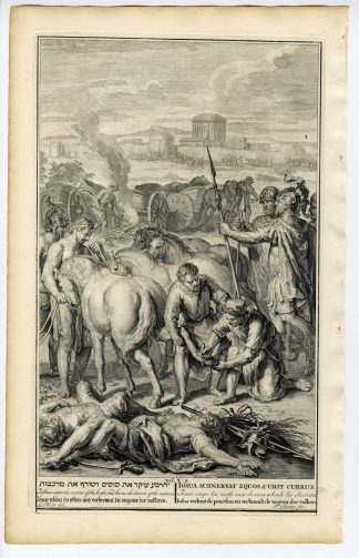 Antique Print-JOSHUA HAMSTRINGS HORSES-CHARIOTS-MEROM-Sluiter-de Hondt-1728