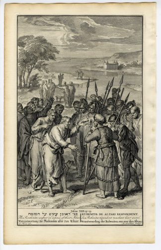 Antique Print-JOSHUA-REUBENITES-ALTAR-DISPUTE-JORDAN-de Blois-de Hondt-1728