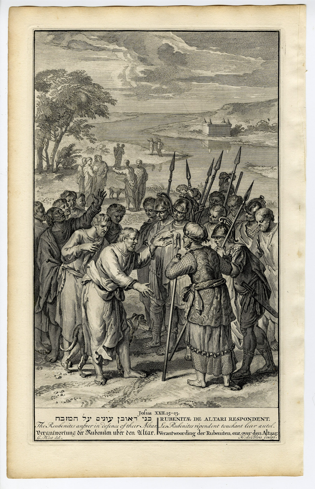 Pictura 14462 416x645 Antique Print-JOSHUA-REUBENITES-ALTAR-DISPUTE-JORDAN-de Blois-de Hondt-1728