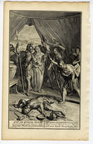 Antique Print-JUDGES-SISERA KILLED-JAEL-CANAAN-BARAK-Lamsvelt-de Hondt-1728