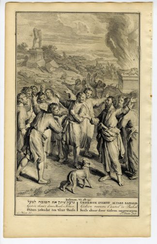Antique Print-BIBLE-JUDGES-GIDEON DESTROYS THE ALTAR-BAAL-Sluiter-de Hondt-1728