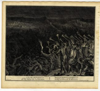 Antique Print-JUDGES-GIDEON-BATTLE-MIDIANITES-TRUMPETS-Gouwen-de Hondt-1728