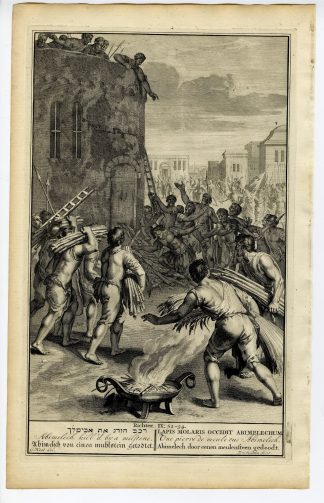 Antique Print-BIBLE-ABIMELECH KILLED BY A MILLSTONE-van Vianen-de Hondt-1728