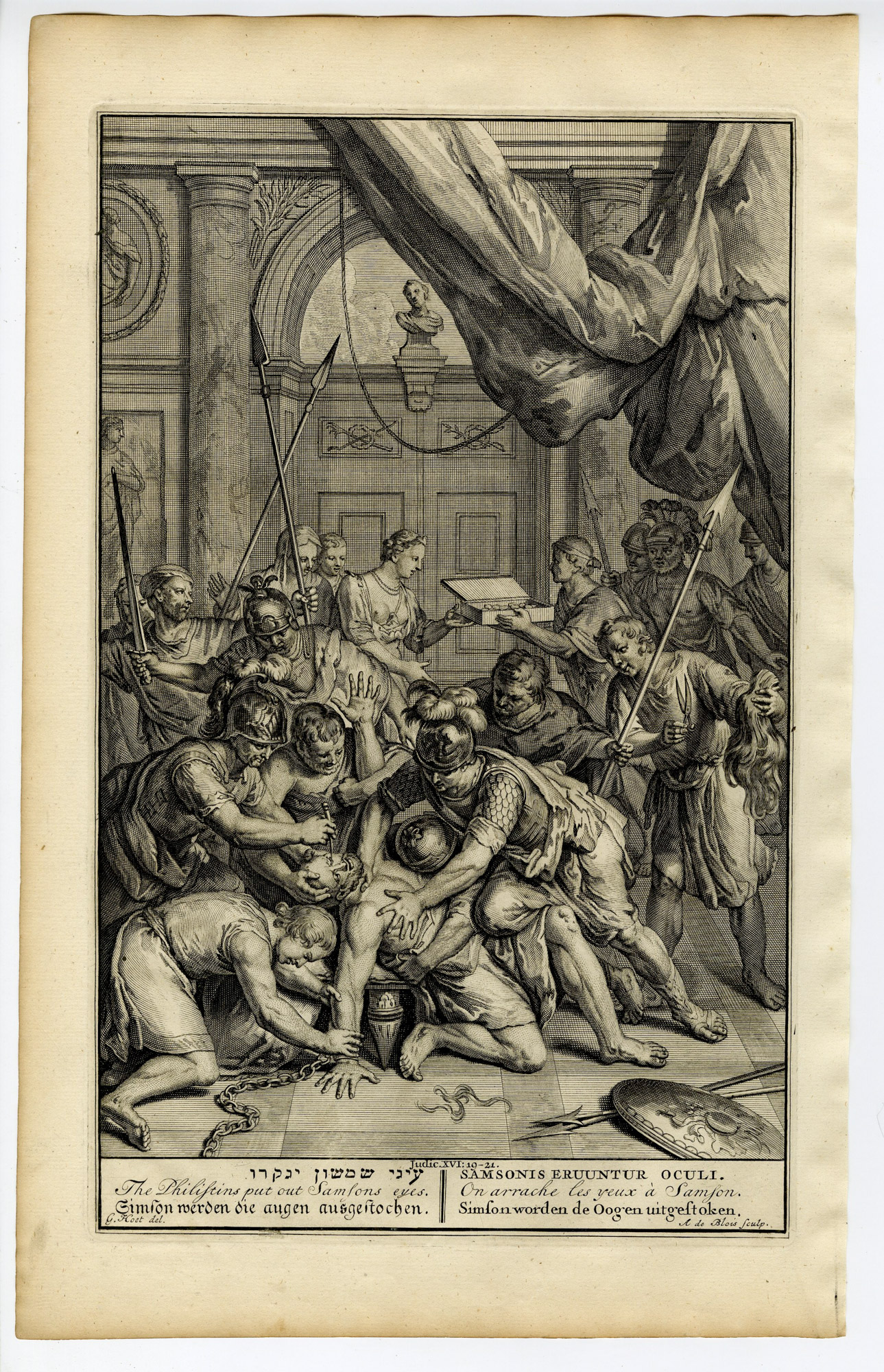 Pictura 14483 416x645 Antique Print-BIBLE-SAMSON-DELILAH-PHILISTINES-HAIR-EYES-de Blois-de Hondt-1728