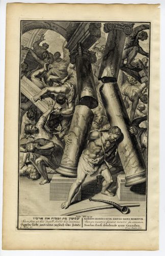 Antique Print-SAMSON KILLS HIS ENEMIES-TEMPLE PILLARS-van Buysen-de Hondt-1728