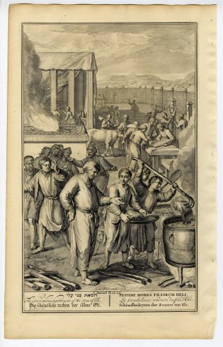 Antique Print-SAMUEL-SONS OF ELI-MEAT-SACRIFICE-OFFERING-Mulder-de Hondt-1728