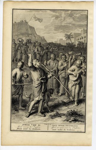 Antique Print-BIBLE-SAMUEL-SAMUEL-PROPHETS-MUSICIANS-LUTE-Gouwen-de Hondt-1728