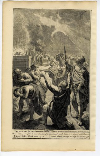 Antique Print-BIBLE-SAMUEL CALLS UPON GOD FOR RAIN-Surugue-de Hondt-1728