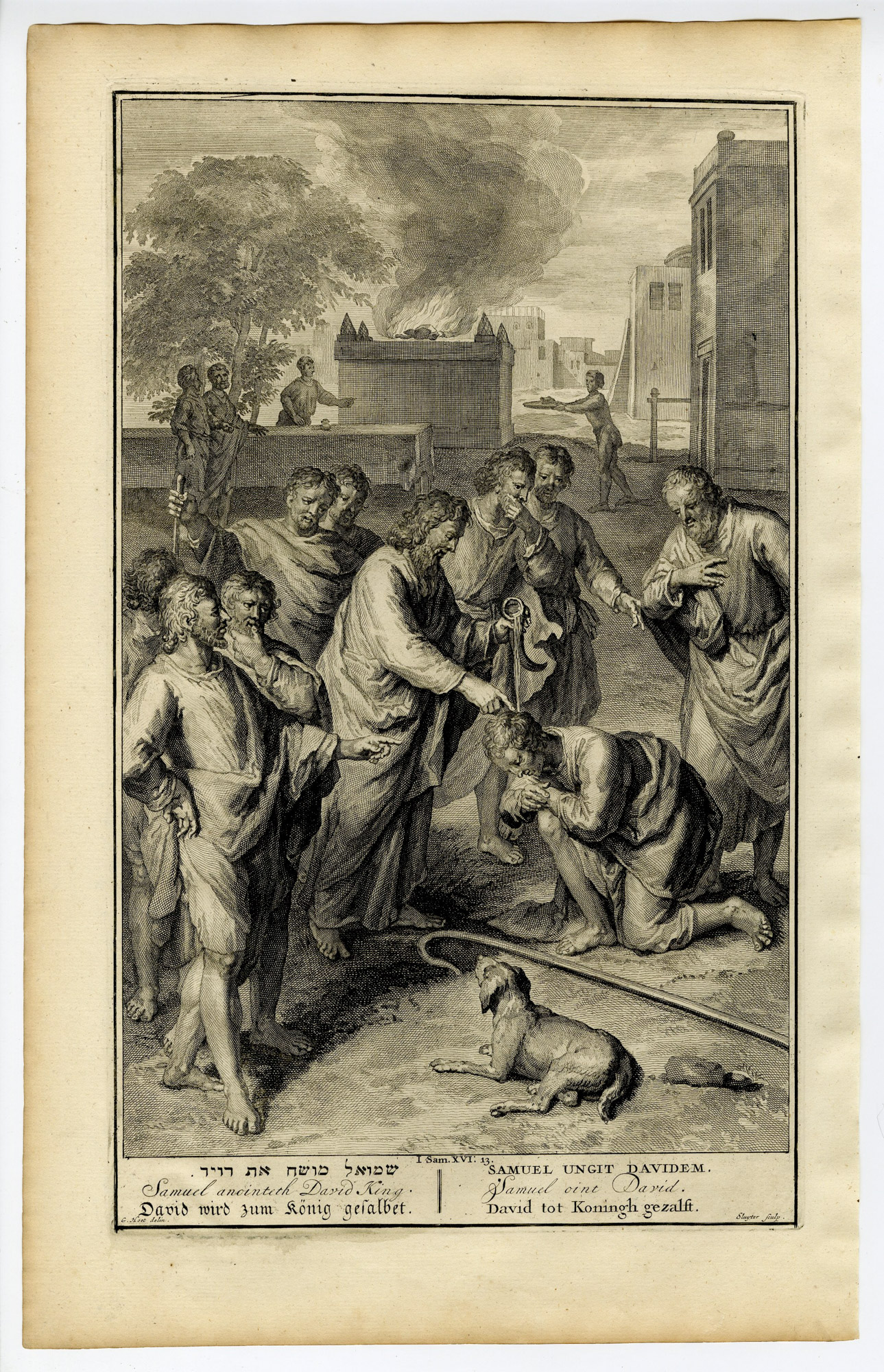 Pictura 14513 416x645 Antique Print-BIBLE-SAMUEL ANOINTS KING DAVID-ISRAELITES-Sluiter-de Hondt-1728