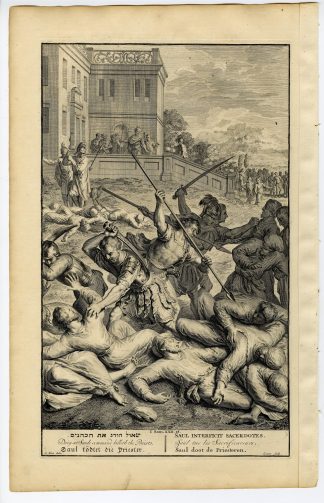 Antique Print-BIBLE-SAMUEL-KING SAUL-MASSACRE-PRIESTS-NOB-Gouwen-de Hondt-1728