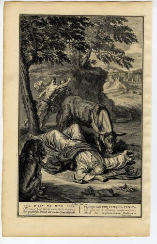 Antique Print-JUDGEMENT OF THE PROPHET-KILLED BY LION-Mulder-de Hondt-1728