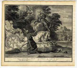 Antique Print-BIBLE-KINGS-ELIJAH ASCENDING ON A CLOUD-HORSES-Surugue-de Hondt-1728