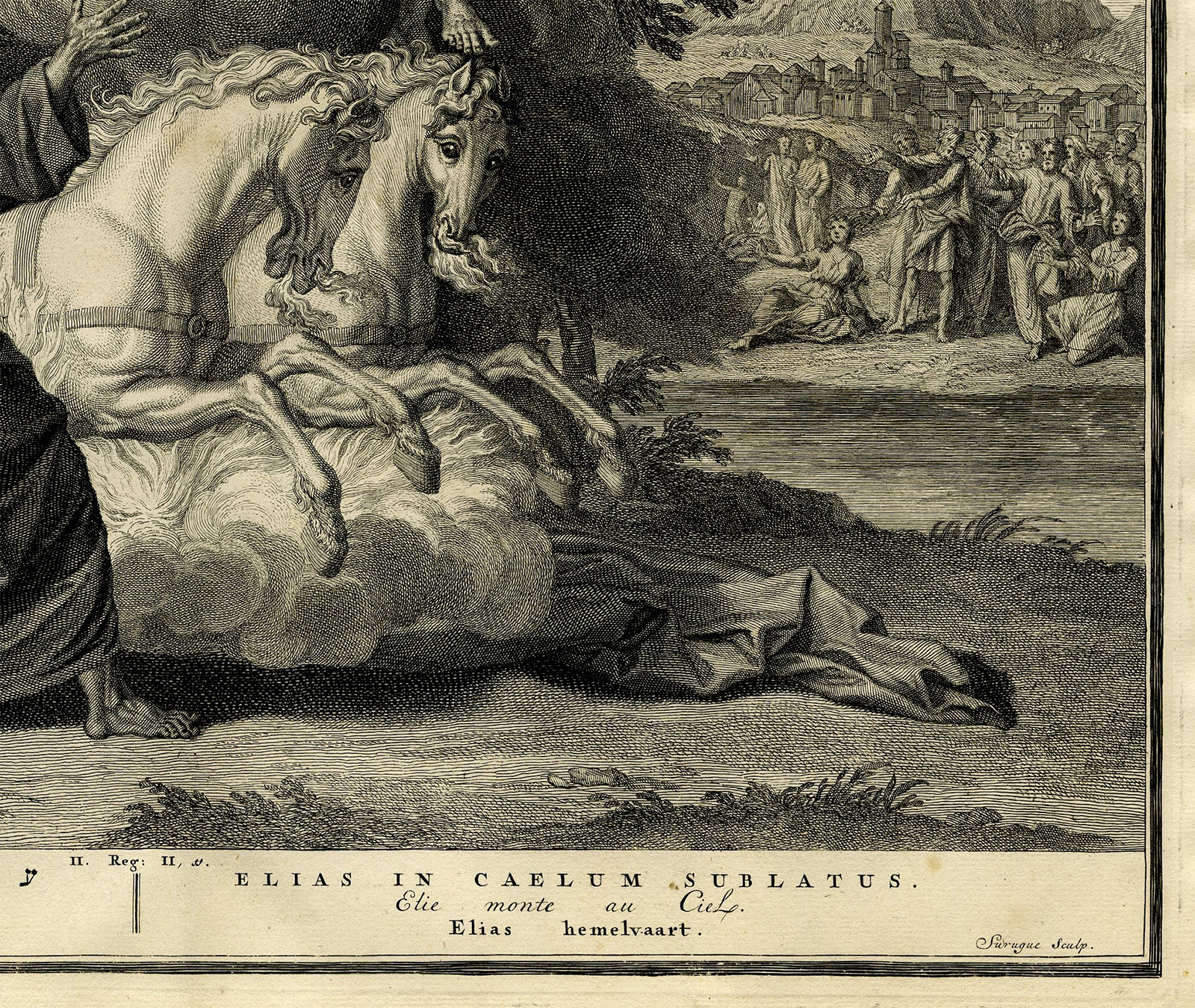 Pictura 14543 416x351 Antique Print-BIBLE-KINGS-ELIJAH ASCENDING ON A CLOUD-HORSES-Surugue-de Hondt-1728 - Image 2
