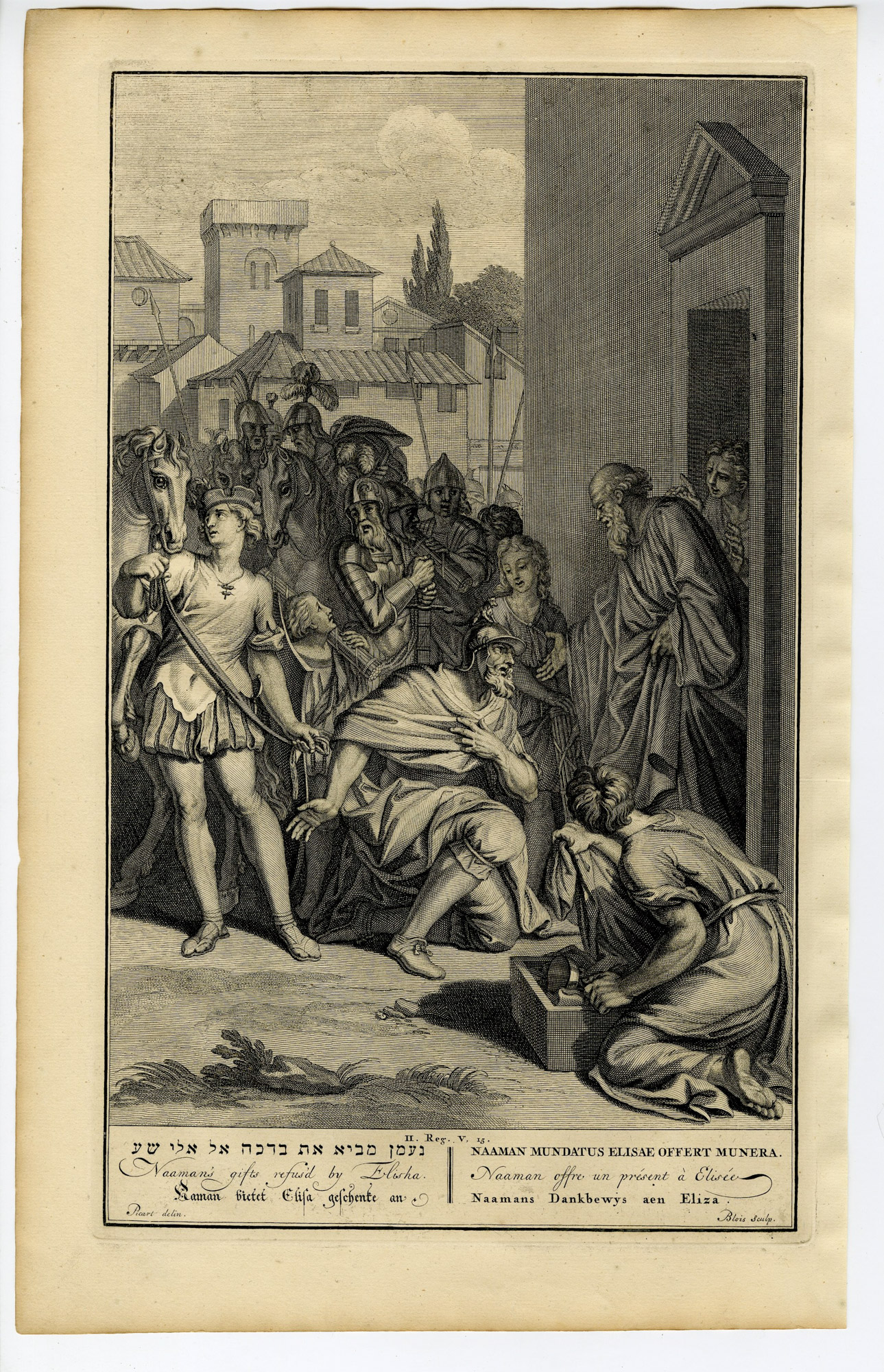 Pictura 14545 416x645 Antique Print-BIBLE-ELISHA REFUSES GIFTS FROM NAAMAN-de Blois-de Hondt-1728