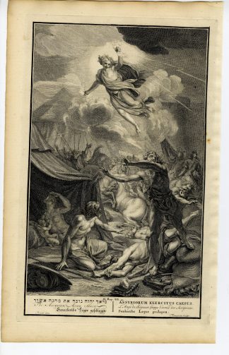 Antique Print-BIBLE-ASSYRIAN ARMY SLAIN BY AN ANGEL-Thomassin-de Hondt-1728