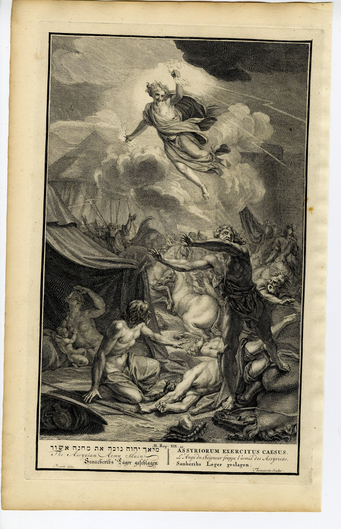 Pictura 14549 416x645 Antique Print-BIBLE-ASSYRIAN ARMY SLAIN BY AN ANGEL-Thomassin-de Hondt-1728