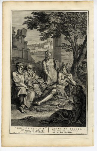 Antique Print-BIBLE-JOB-SITTING IN ASHES-FRIENDS-Surugue-de Hondt-1728