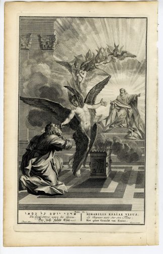 Antique Print-BIBLE-ISAIAH-KNEELING BEFORE GOD-ANGELS-Gouwen-de Hondt-1728