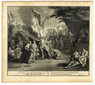 Antique Print-MACCABEES-KING ANTIOCHUS-7 BROTHERS KILLED-Pool-de Hondt-1728
