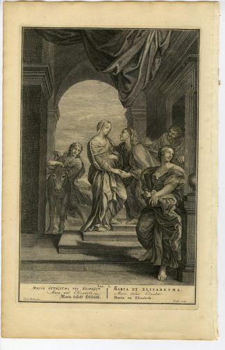 Antique Print-BIBLE-NEW TESTAMENT-MARY VISITING ELIZABETH-Duflos-de Hondt-1728