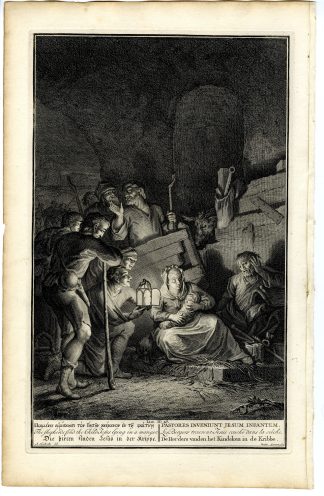 Antique Print-BIBLE-LUKE-BIRTH OF JESUS-MANGER-SHEPHERDS-Gouwen-de Hondt-1728