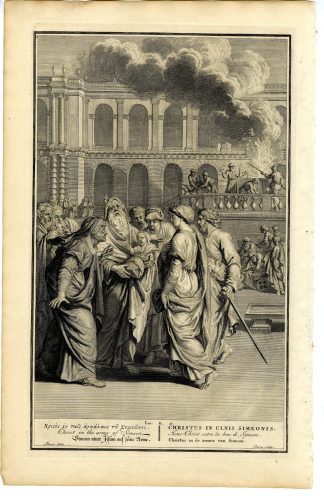 Antique Print-JESUS CHRIST-SIMEON-JERUSALEM-TEMPLE-van Buysen-de Hondt-1728