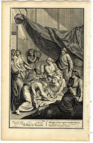 Antique Print-JESUS CHRIST-THREE WISE MEN-ADORATION-MAGI-Bleyswyck-de Hondt-1728