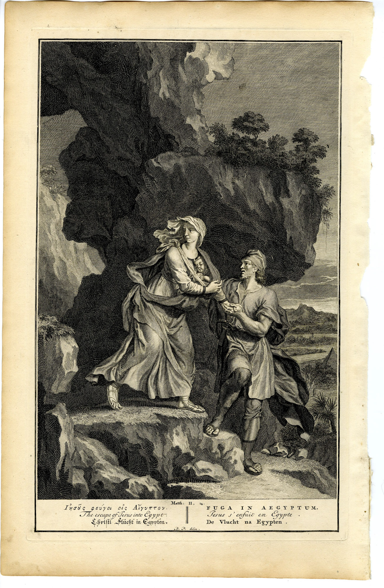Pictura 14620 416x637 Antique Print-BIBLE-MATTHEW-JESUS CHRIST-ESCAPE INTO EGYPT-de Hondt-1728