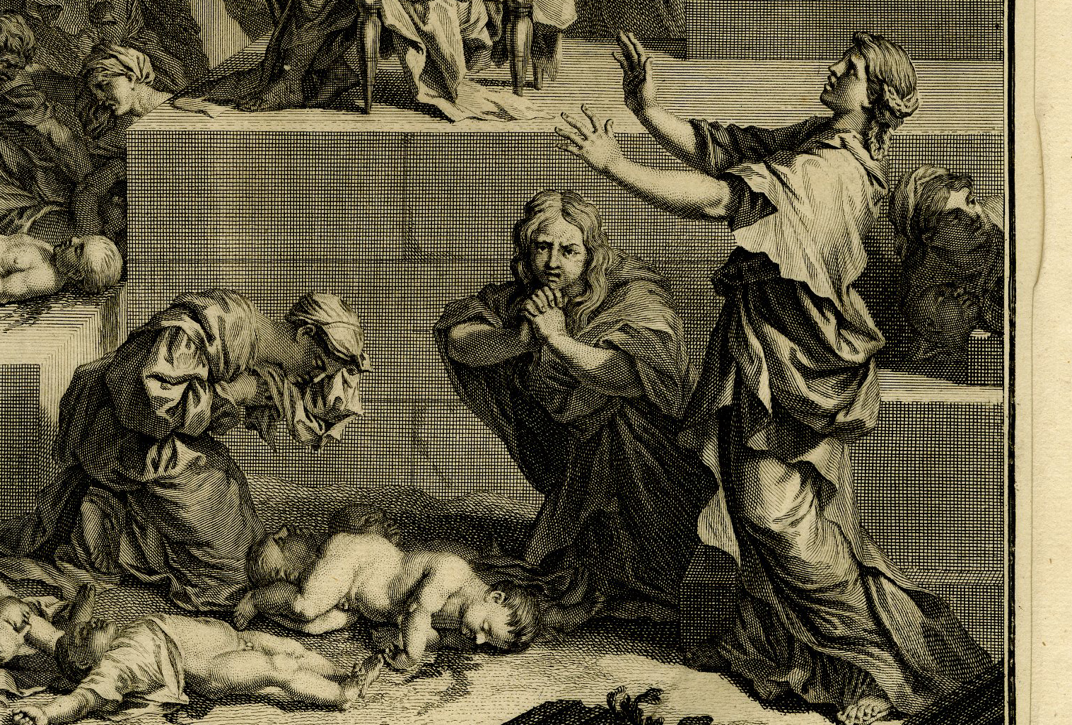 Pictura 14623 416x281 Antique Print-BIBLE-KING HEROD-MASSACRE-CHILDREN-BETHLEHEM-Gouwen-de Hondt-1728 - Image 2