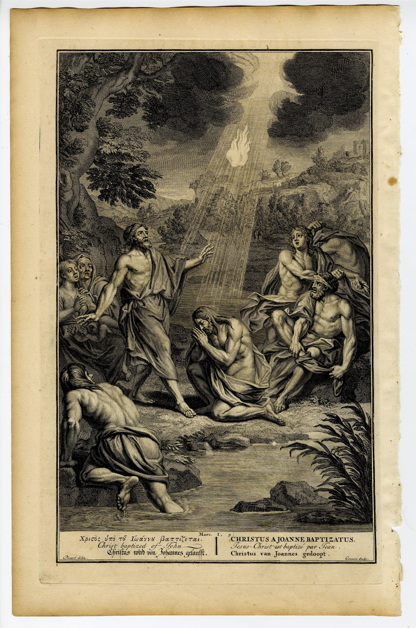 Pictura 14629 416x628 Antique Print-BIBLE-MARK-CHRIST BAPTIZED BY JOHN-JORDAN-Gouwen-de Hondt-1728
