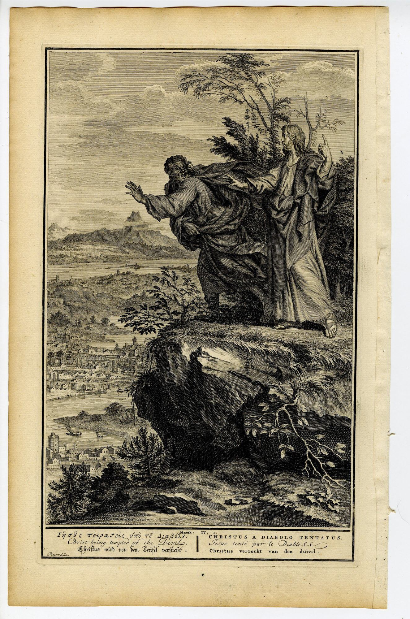 Pictura 14631 416x628 Antique Print-BIBLE-MATTHEW-JESUS TEMPTED BY THE DEVIL-de Hondt-1728