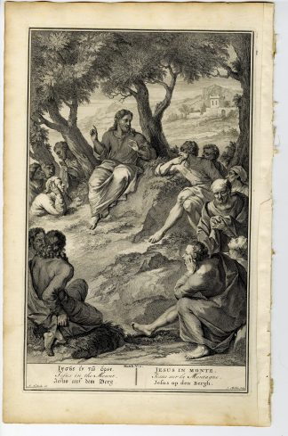 Antique Print-BIBLE-MATTHEW-JESUS-MOUNT-SERMON-DISCIPLES-Mulder-de Hondt-1728