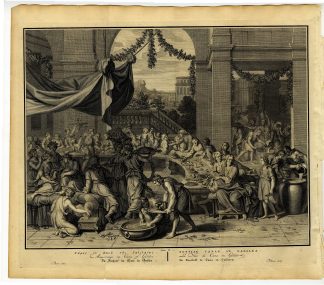 Antique Print-MARRIAGE-CANA-JESUS-TURNING WATER INTO WINE-Folkema-de Hondt-1728