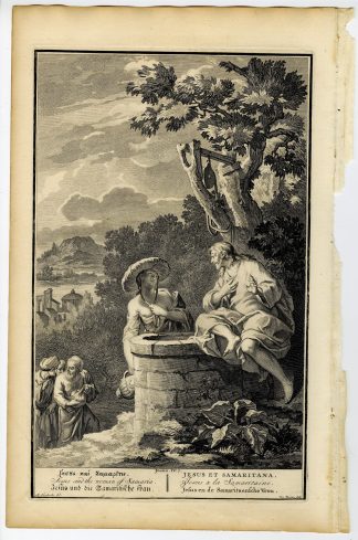 Antique Print-BIBLE-JESUS-WOMAN-SAMARIA-JACOB'S WELL-van Buysen-de Hondt-1728