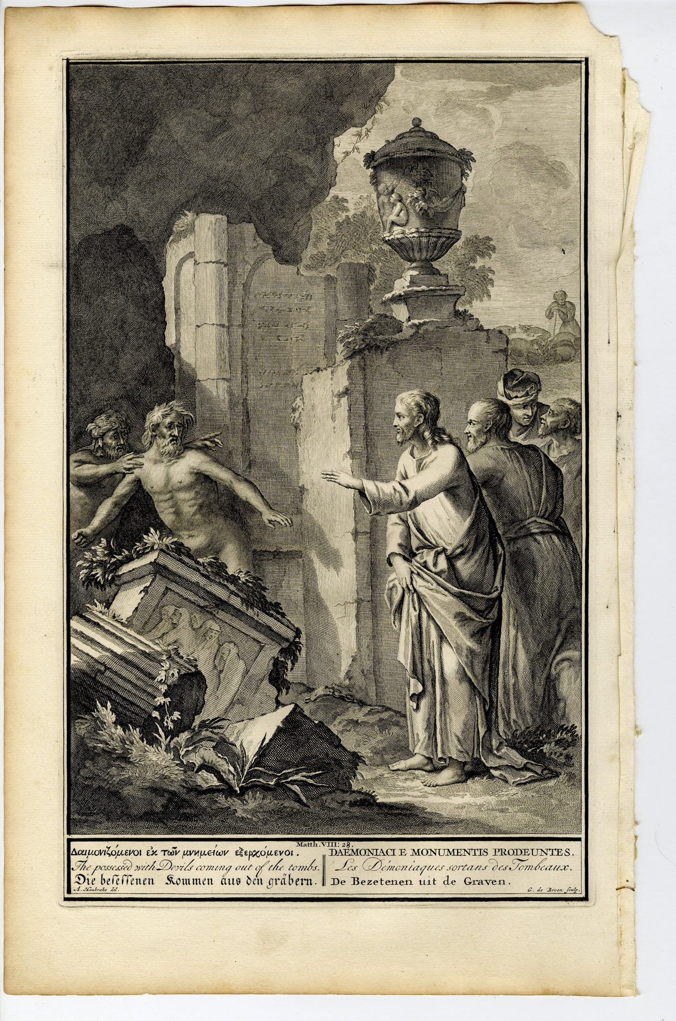 Pictura 14653 416x628 Antique Print-BIBLE-JESUS-HEALING-DEVIL-POSSESSED MEN-de Broen-de Hondt-1728