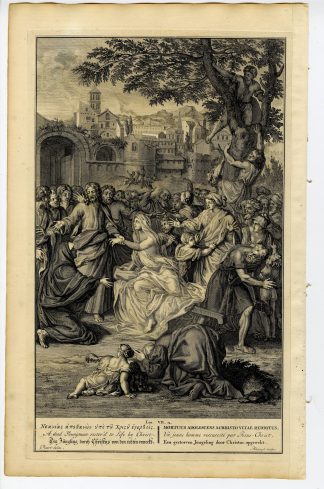 Antique Print-BIBLE-JESUS BRINGS DEAD MAN BACK TO LIFE-Bleyswyck-de Hondt-1728