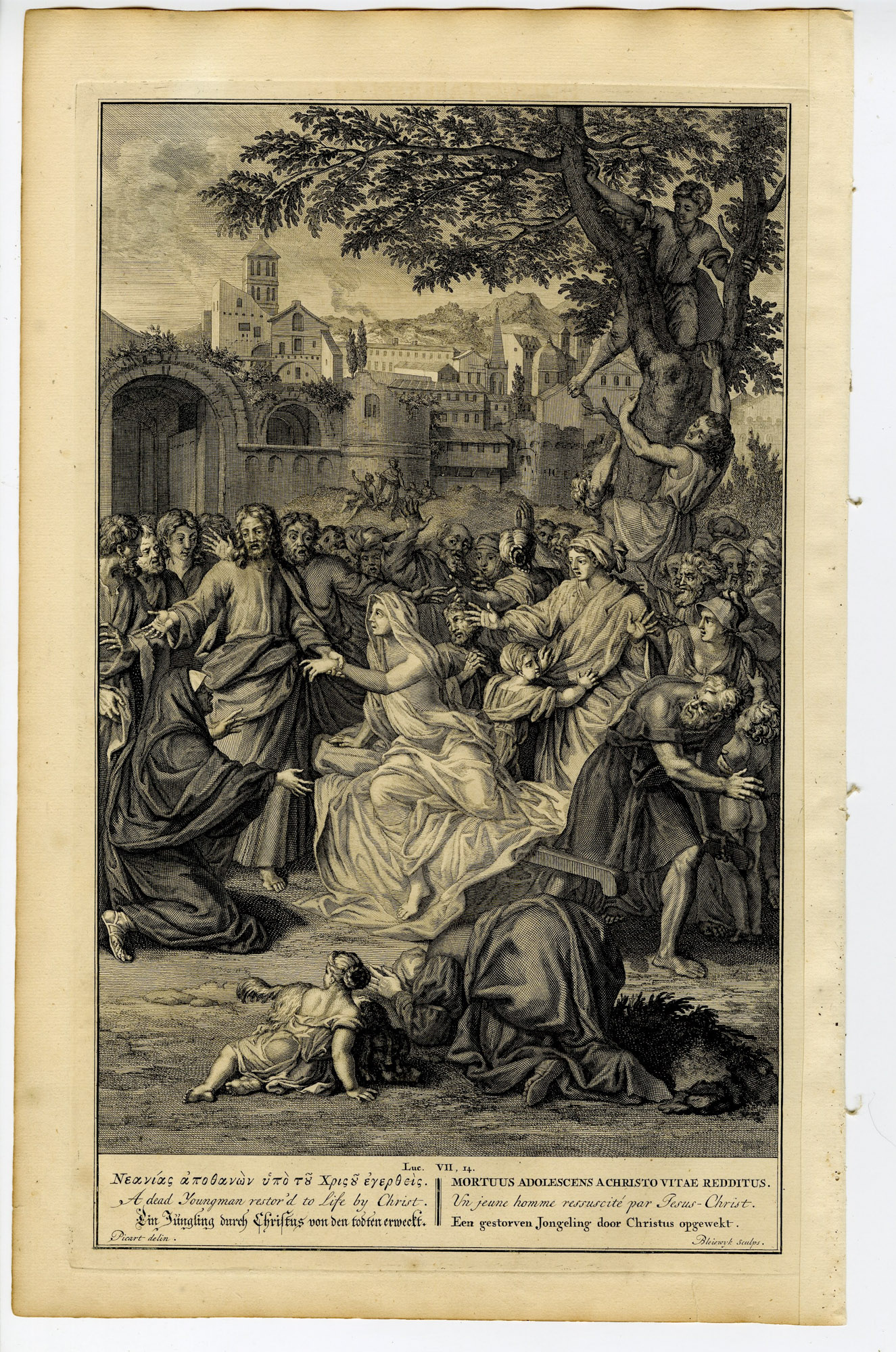 Pictura 14659 416x628 Antique Print-BIBLE-JESUS BRINGS DEAD MAN BACK TO LIFE-Bleyswyck-de Hondt-1728