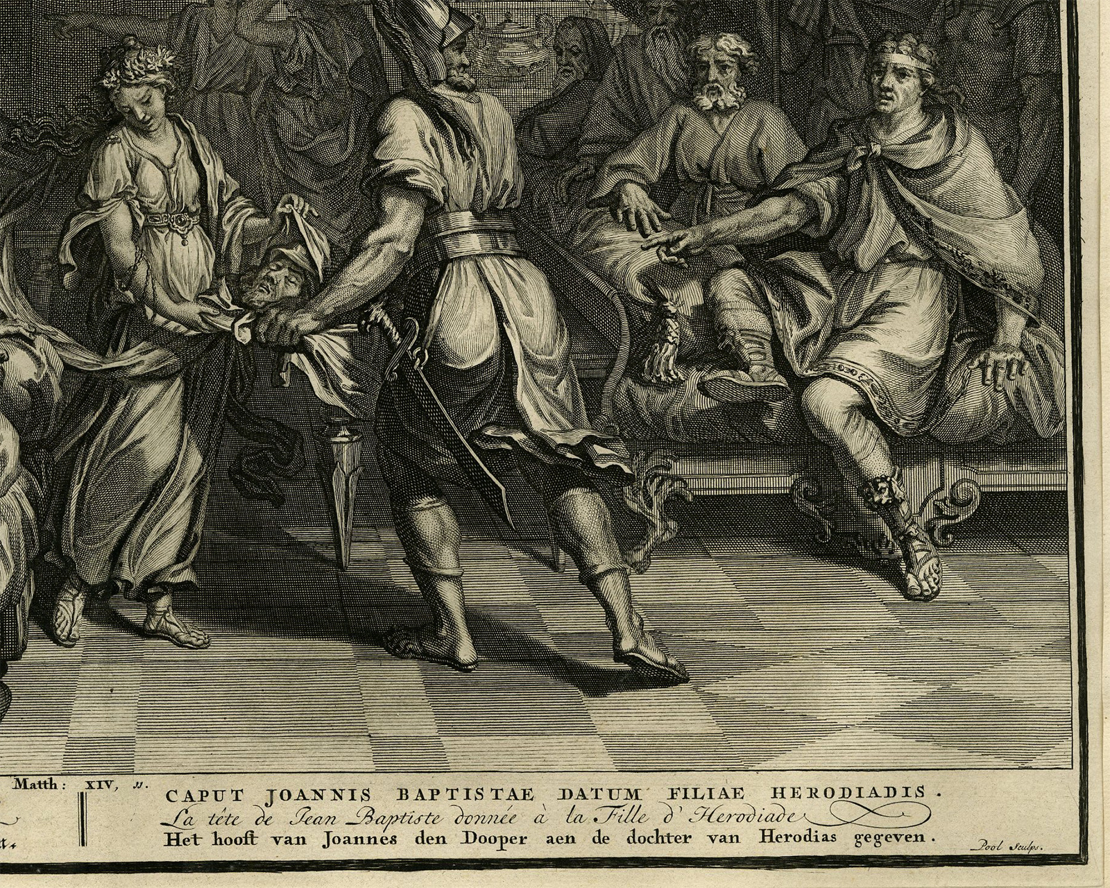 Pictura 14662 416x333 Antique Print-BIBLE-KING HEROD-HEAD OF JOHN THE BAPTIST-Pool-de Hondt-1728 - Image 2