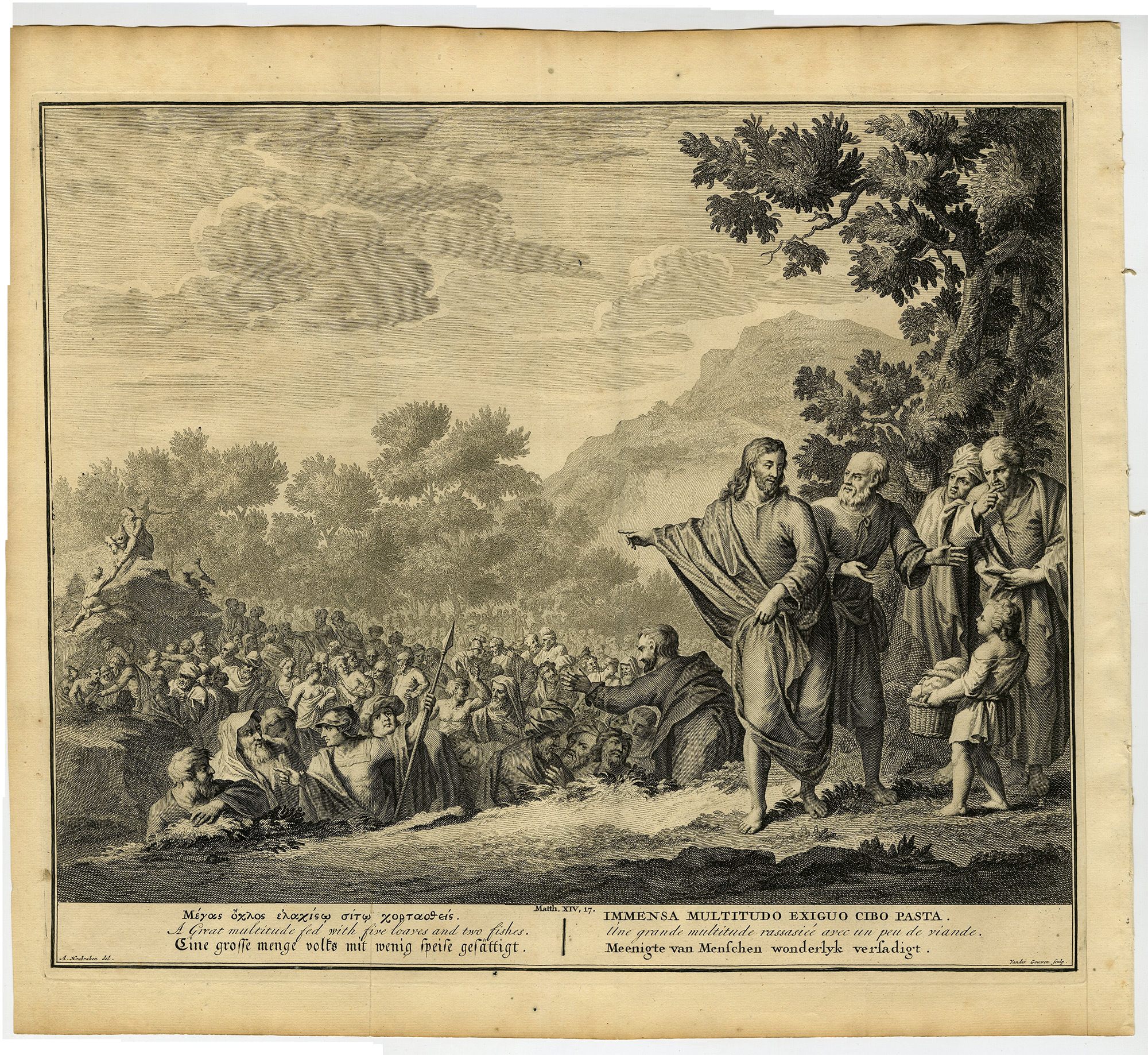 Pictura 14664 416x382 Antique Print-BIBLE-MATTHEW-JESUS FEEDS A CROWD-FISH-BREAD-Gouwen-de Hondt-1728