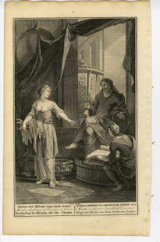 Antique Print-BIBLE-LUKE-JESUS -MARTHA COMPLAINING-SISTER-Sluiter-de Hondt-1728