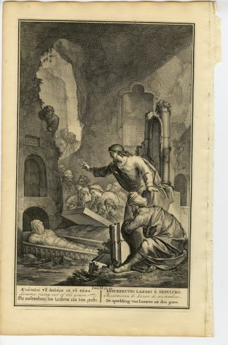 Antique Print-BIBLE-JOHN-JESUS RAISES LAZARUS FROM THE DEAD-de Hondt-1728