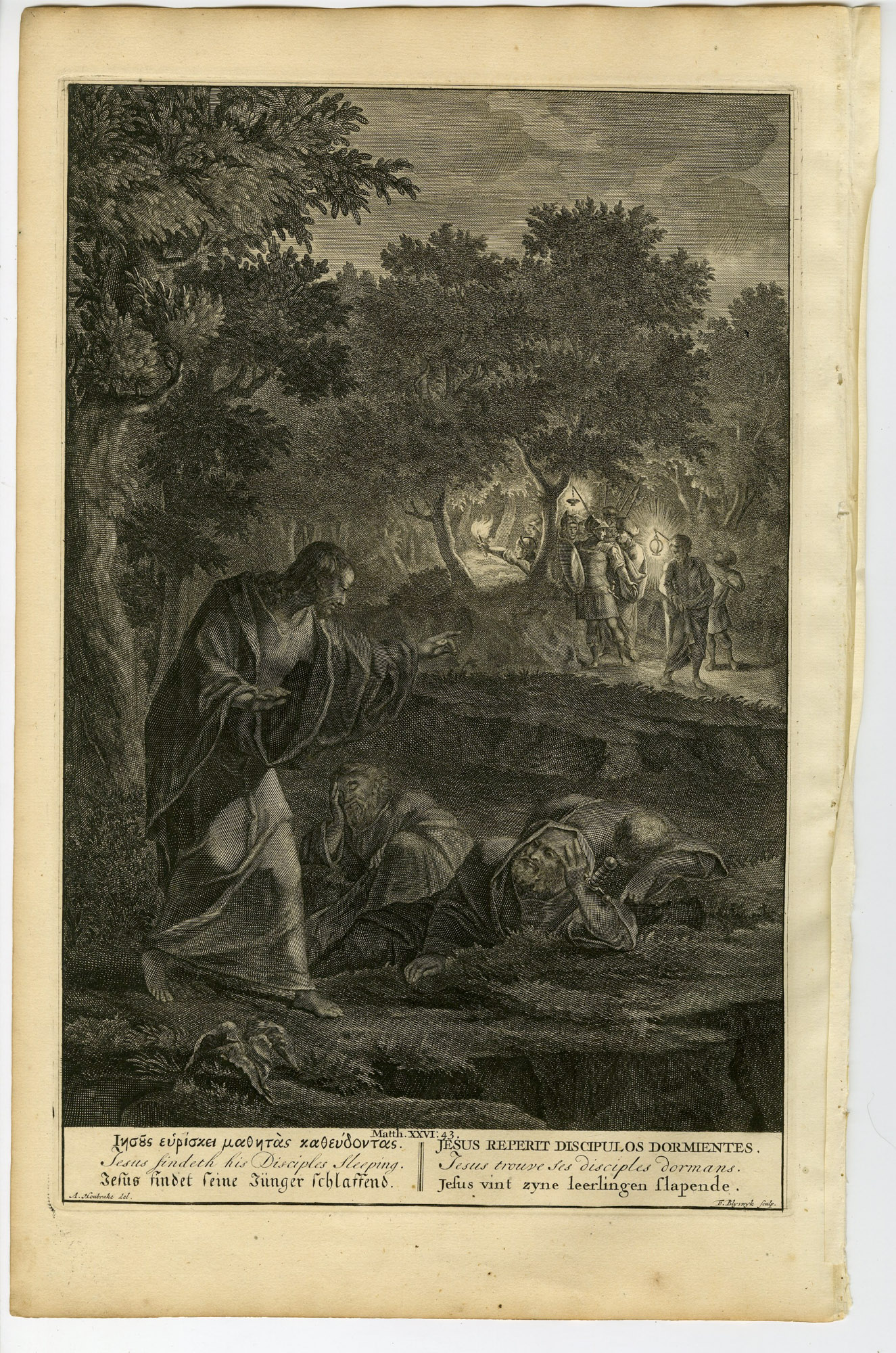 Pictura 14693 416x628 Antique Print-BIBLE-JESUS-DISCIPLES SLEEPING-GETHSEMANE-Bleyswyck-de Hondt-1728