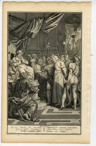 Antique Print-BIBLE-MATTHEW-JESUS CHRIST BEFORE CAIAPHAS-Jongman-de Hondt-1728